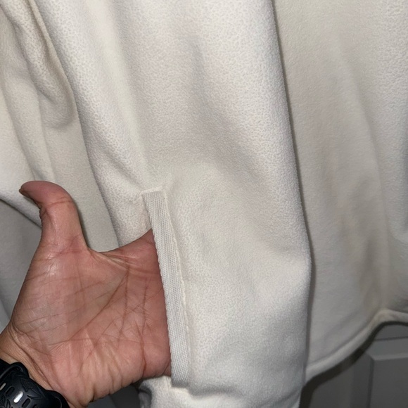 Lands End Quarter Zip White Women’s L 14/16 Fleece Thick Collar Button Pockets - Picture 4 of 9